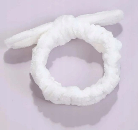 ECARLA opaska kosmetyczna do włosów z Kokardą i serduszkami 19,5x8cm Białą OPK11B