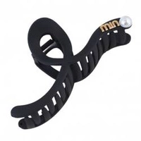 ECARLA spinka-klamra do włosów z perłą 13x6cm Czarna SP354CZ