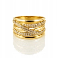 ECARLA pierścionek ze stali chirurgicznej platerowanej złotem PST973R7