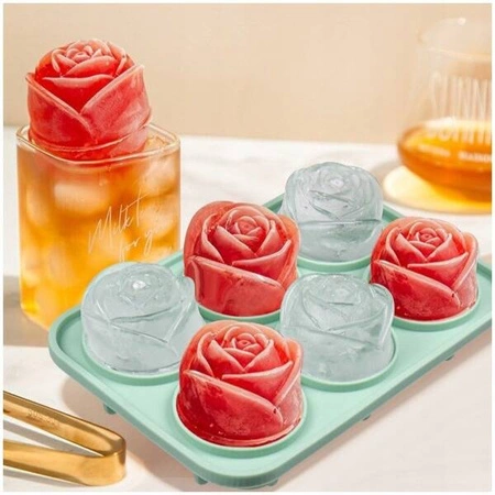 ECARLA foremka silikonowa na lód 6 dużych róż 16,5x 11,5x 4,6cm FNL06