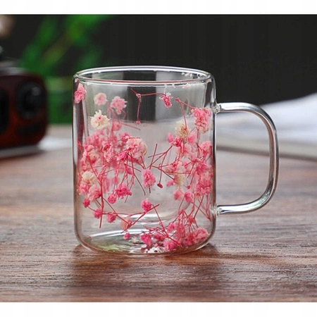 ECARLA szklanka termiczna z podwójnym dnem i gipsówką Róż SZK133