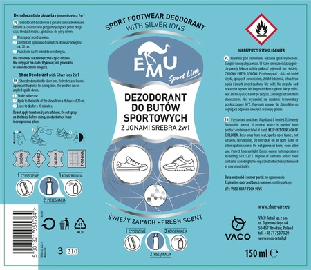 EMU Sport Line deo do butów sportowych z jonami srebra 150ml