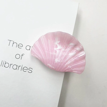 ECARLA spinka-klamra do włosów MUSZLA marmurek 8,5x5,7cm Róż SP422