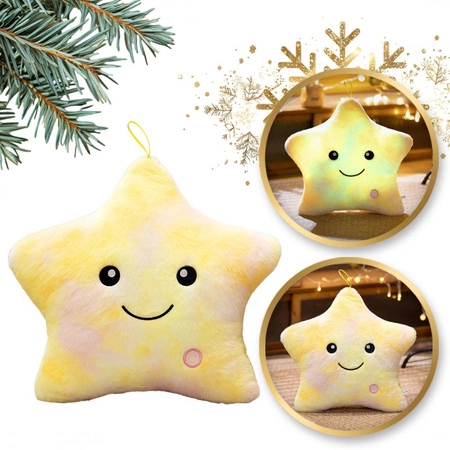 ECARLA poduszka świąteczna welurowa LED 40X35cm GWIZADKA OMBRE ŻÓŁTA PDS19