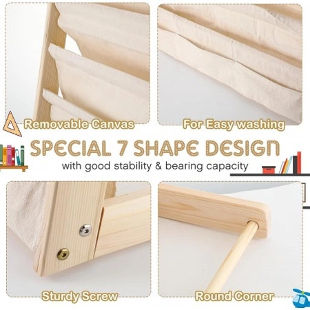 ECARLA regał organizer na książki z kieszonkami 6-poziomowy 79x60cm SZ45