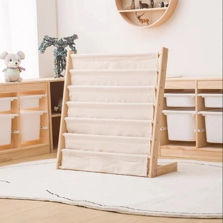 ECARLA regał organizer na książki z kieszonkami 6-poziomowy 79x60cm SZ45