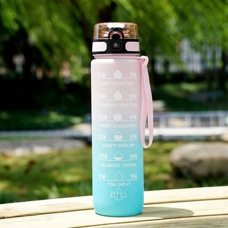 ECARLA butelka na wodę z miarką 1l Ombre Róż z miętą BD14