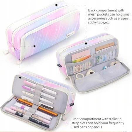 ECARLA piórnik wielofunkcyjny trzykomorowy Tęcza PR04KOL