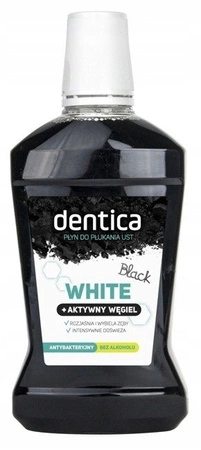 TOŁPA Dentica płyn do płukania jamy ustnej bez alkoholu antybakteryjny White + Aktywny Węgiel 500ml
