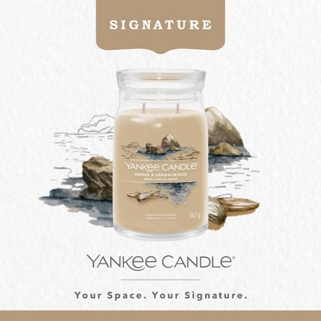 YANKEE CANDLE Signature Duża świeca w słoiku AMBER & SANDALWOOD 567g