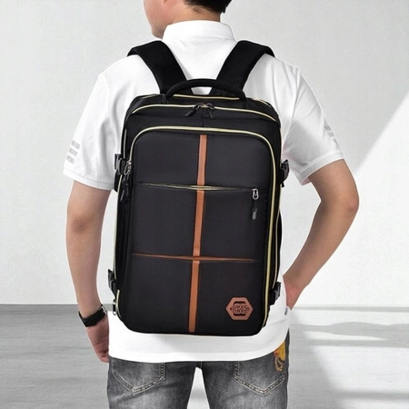 ECARLA plecak podróżny, kabinowy, wodoodporny z USB Czarny PL179