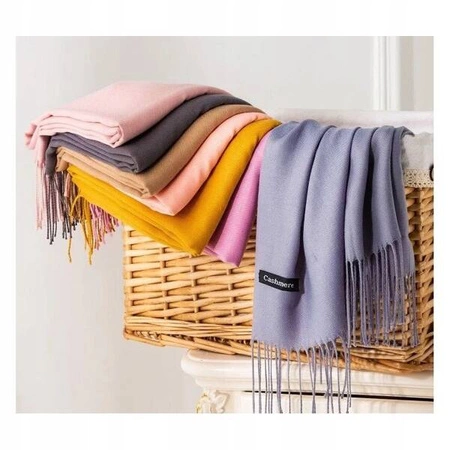 ECARLA szal z frędzlami, chusta 70x 200cm Czarny SZA40CZ