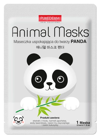 PUREDERM Animal Mask maska do twarzy w płacie łagodząca Panda 21ml