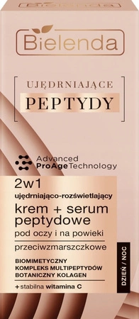 BIELENDA UJĘDRNIAJĄCE PEPTYDY 2W1 KREM+SERUM 15ML.