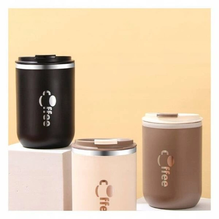 ECARLA kubek termiczny ze słomką, termos zamykany 500ml Czarny CUP07WZ3