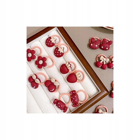 ECARLA zestaw gumek-frotek do włosów 10szt Czerwone owoce GUM168