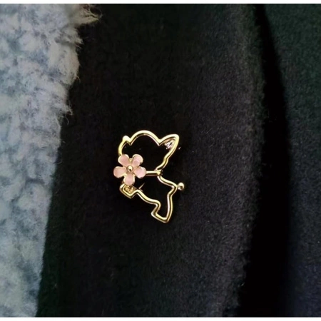 ECARLA broszka PIESEK z kwiatkiem BZ210