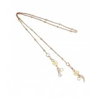 ECARLA łańcuszek do okularów cienki złoty kwiat cyrkonie 68cm LDK17