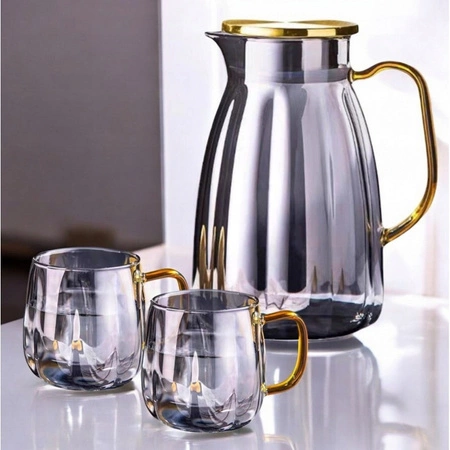 ECARLA dzbanek z falowanymi ściankami z pokrywką + 2 szklanki DZ07