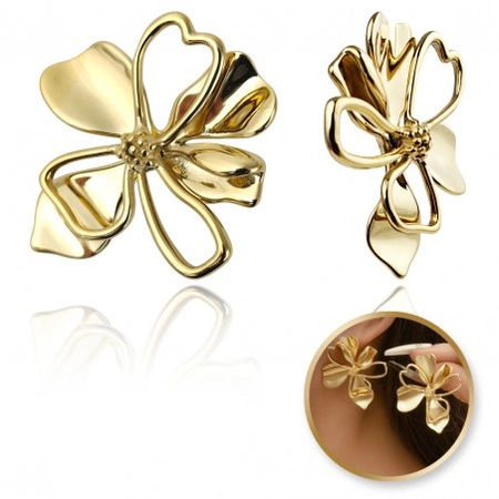ECARLA kolczyki ze stali szlachetnej platerowanej 14k złotem KWIATY KST3399