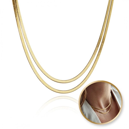 ECARLA naszyjnik podwójny ze stali szlachetnej pozłacanej ŻMIJKI NST2178