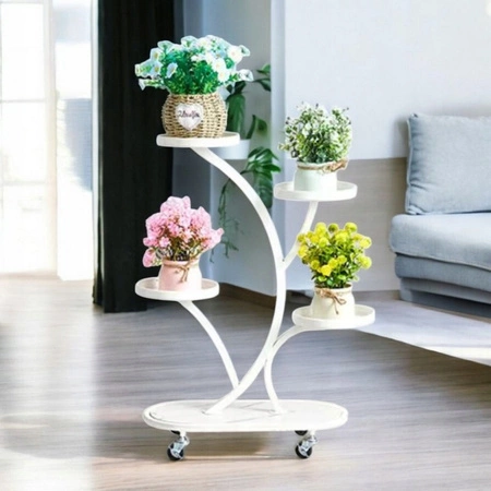 ECARLA kwietnik stojak na kwiaty metalowy na kółkach 50x25x80cm SZ43B