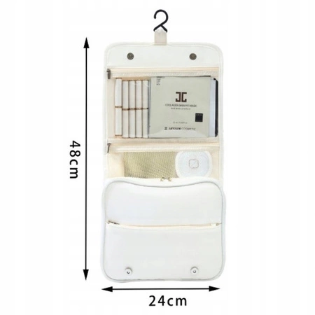 ECARLA kosmetyczka rozkładana z rączką 24x24x3cm Kremowa KS153K