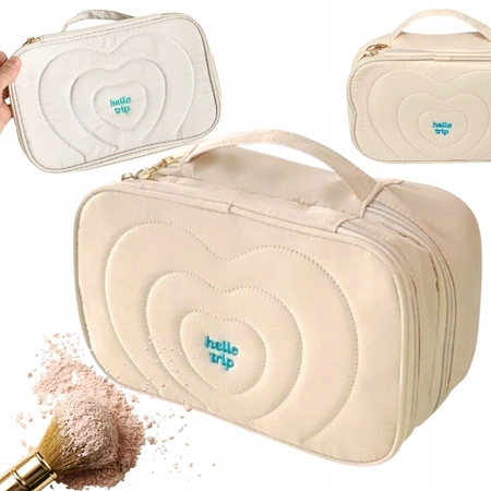 ECARLA kosmetyczka pikowana kuferek z rączką 24x9x15cm Krem KS132K