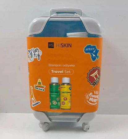 HISKIN Travel Set zestaw podróżny Walizka (szampon+odżywka) 2x75ml