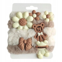 ECARLA zestaw gumek-frotek do włosów 5w1 Białe Brązy GUM174