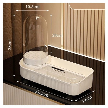 ECARLA organizer na pędzle i kosmetyki obrotowy 33,5x28x14cm Kremowy CB69