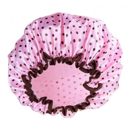 ECARLA czepek ochronny na włosy, do spania KROPKI Różowy KCZ01