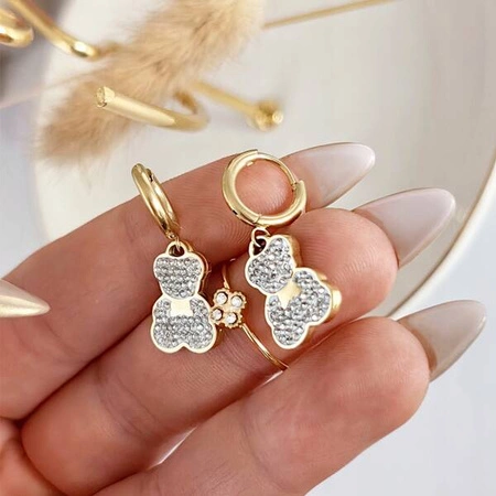 ECARLA kolczyki ze stali szlachetnej pozłacanej Miś KST2781