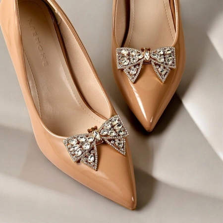 ECARLA klipsy do butów z kryształkami, cyrkoniami Kokardki KDB50 2szt