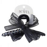 ECARLA spinka-klamra do włosów z serduszkami i kokardą Czarna SP343CZ