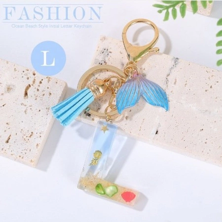 ECARLA brelok do kluczy LITERKA L Morski Ogon Syreny, Muszelki BRL353L