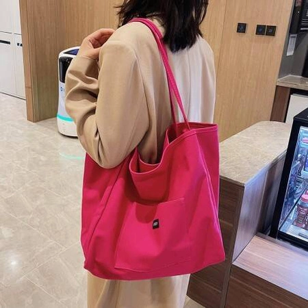 ECARLA torba materiałowa minimalistyczna duża Czerwona TP15F