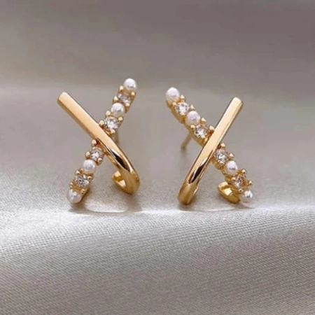 ECARLA kolczyki ze stali szlachetnej platerowanej 14k złotem KST3333