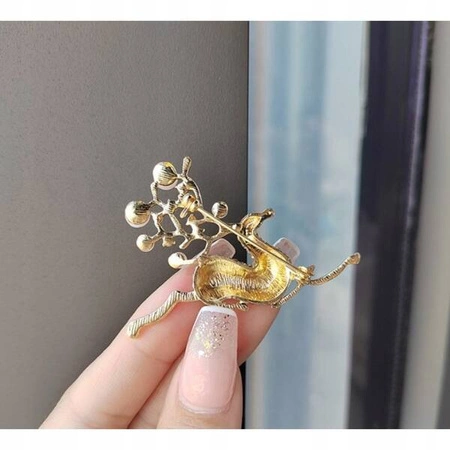 ECARLA broszka kryształowa Biały Jelonek z Perełkami BZ178