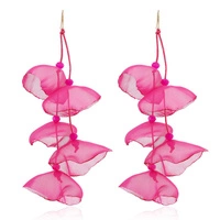 ECARLA kolczyki wiszące z koralikami tiulowe kwiaty K1697