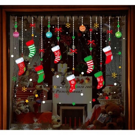 ECARLA naklejki na szybę świąteczne kolorowe 2 arkusze 30x45cm NKD24