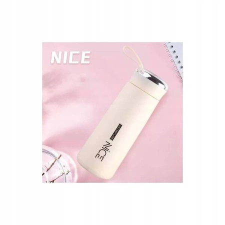 ECARLA bidon z uchwytem, koszyczkiem i rurką 400ml Nice Beżowy BD12ZO