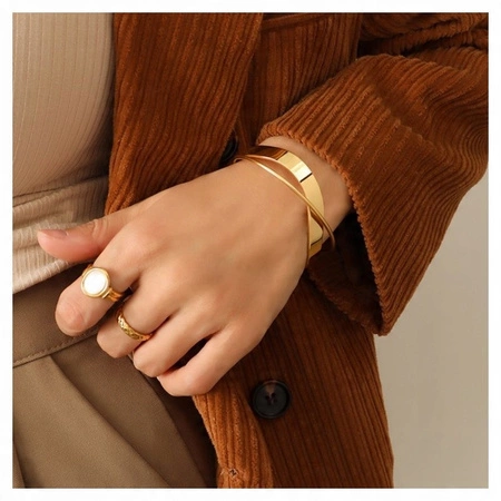 ECARLA bransoletka na rękę ze stali chirurgicznej pozłacanej BST1543