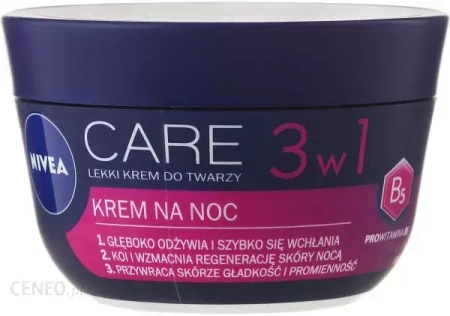 NIVEA Care lekki krem do twarzy na noc 3w1 100ml