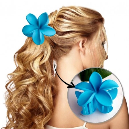 ECARLA spinka-klamra do włosów Kwiat Mat Niebieski Lazur SP401