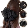 ECARLA klamra do włosów tiulowa Kokarda Czarna SP325CZ