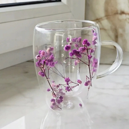 ECARLA szklanka termiczna z podwójnym dnem i kwiatami w środku 300ml SZK93 200ml