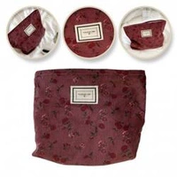 ECARLA kosmetyczka jednokomorowa w czerwone kwiatuszki 25x5x18cm Bordowa KS118