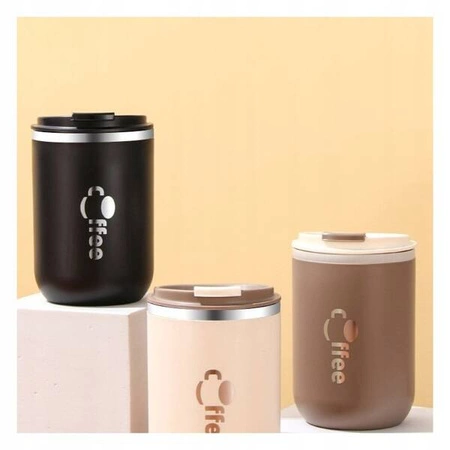 ECARLA kubek termiczny ze słomką, termos zamykany 500ml Kremowy CUP07WZ1