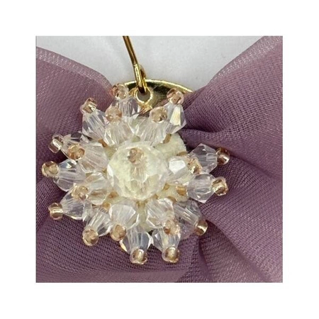 ECARLA kolczyki wiszące z kryształkami tiulowe fioletowe kwiaty K1675FIO